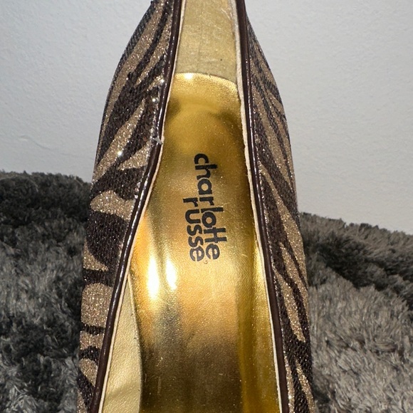 Charlotte Russe Metallic Zebra Print Heels - Picture 3 of 4